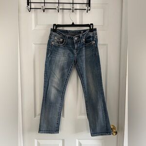 Miss Me Faded Blue Denim Jeans/Capris